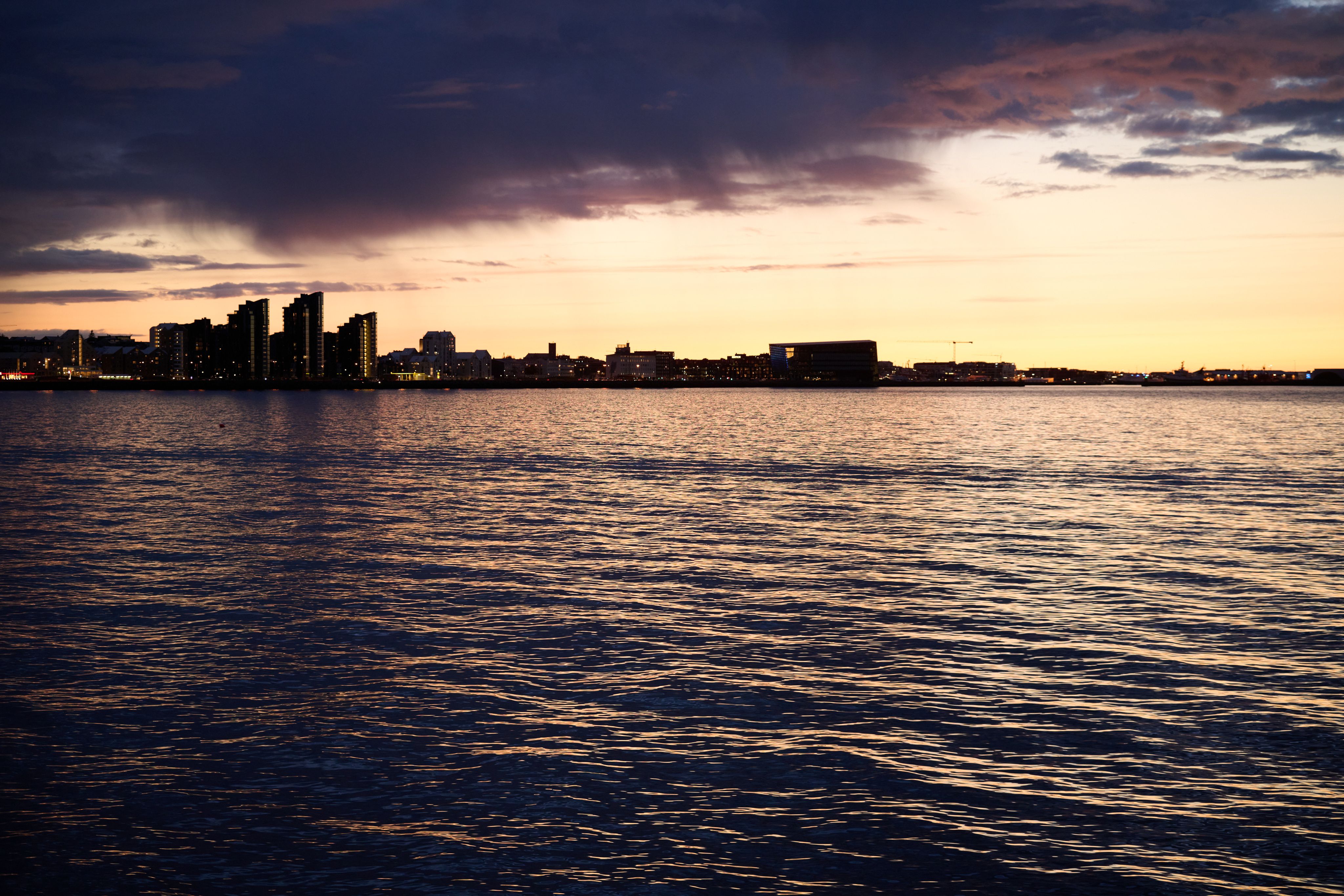 The sunset over Reykjavik's skyline